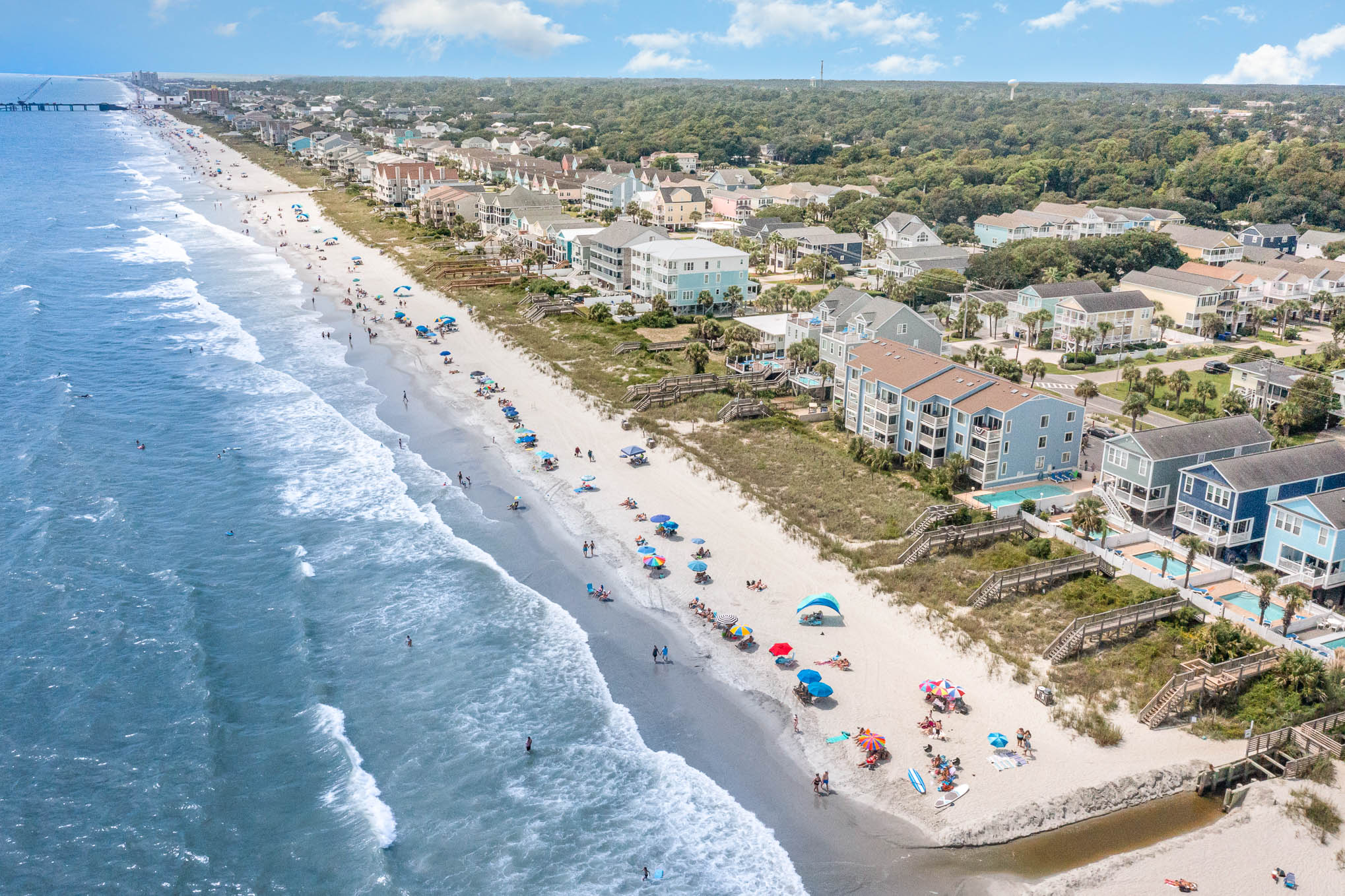 Aerial view of South Carolina beach towns: Garden City Beach and Surfside Beach